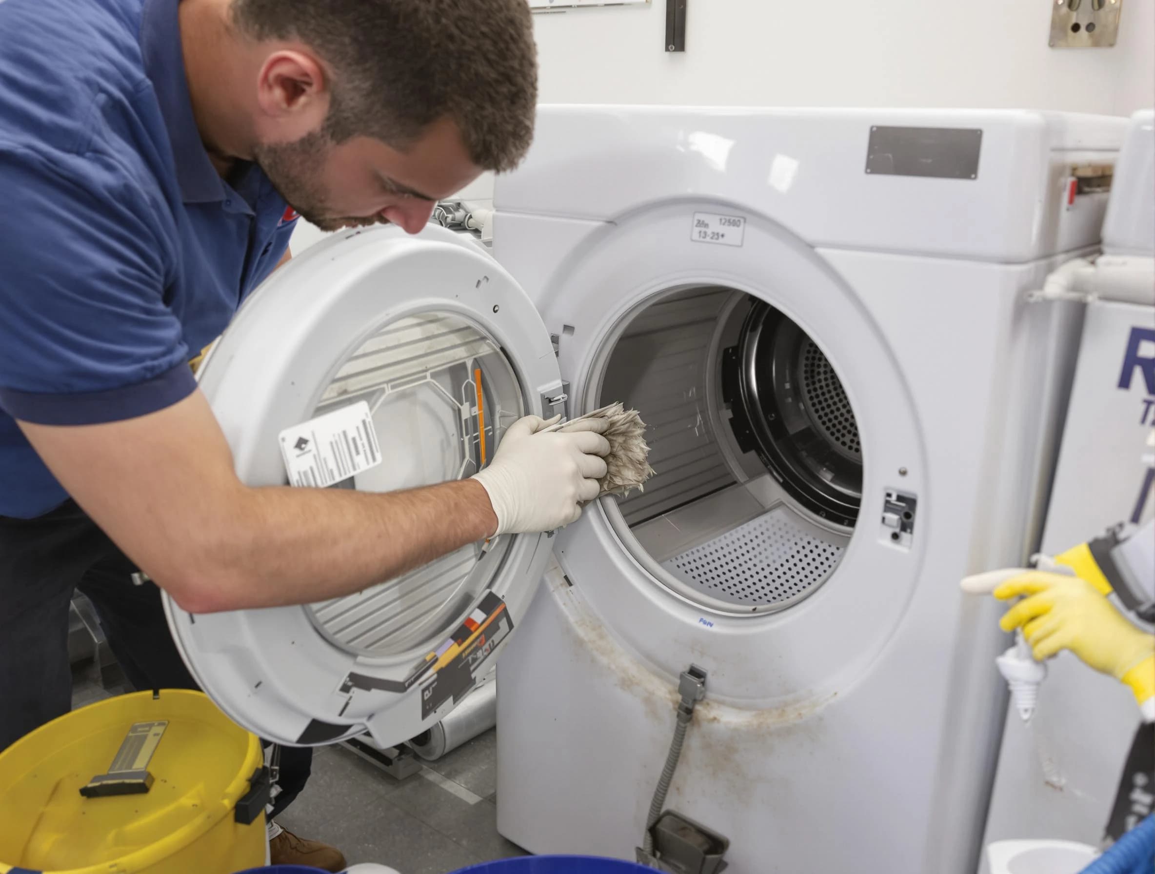 San Tan Valley Dryer Vent Cleaning specialist performing detailed lint trap cleaning service in San Tan Valley