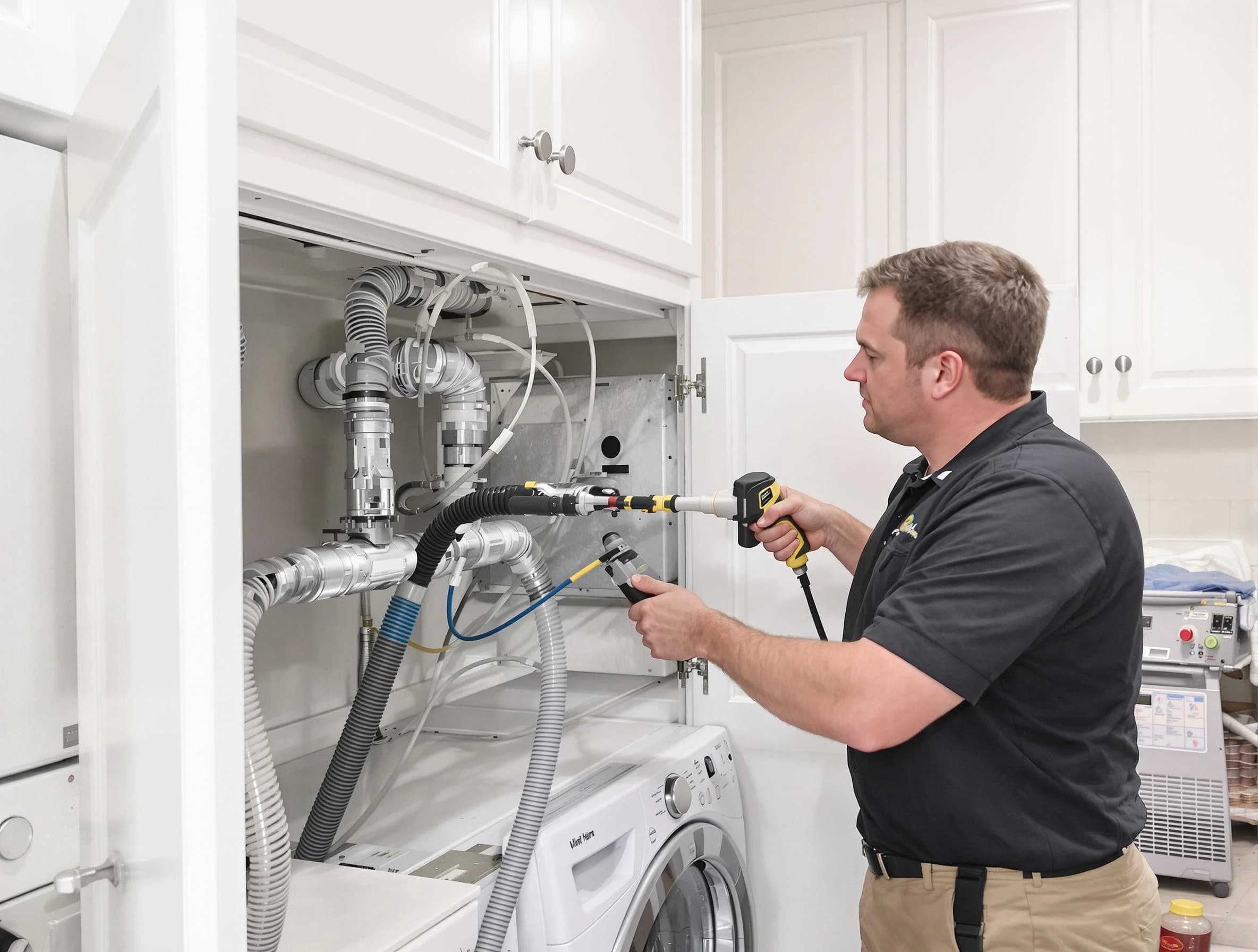 San Tan Valley Dryer Vent Cleaning professional removing severe blockage from a clogged dryer vent in San Tan Valley