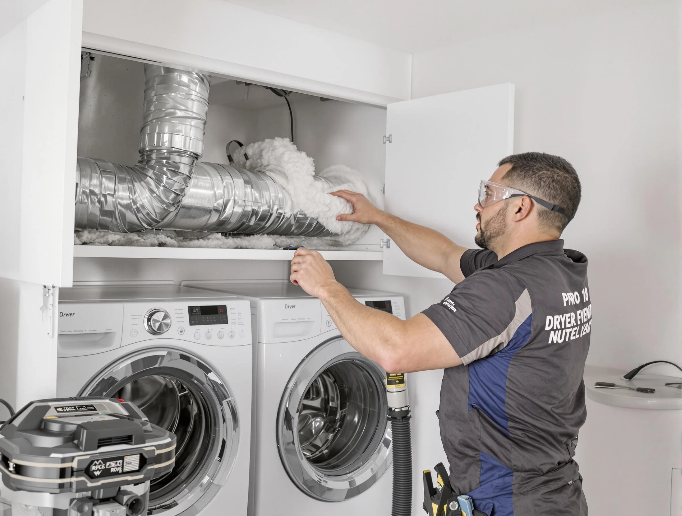 San Tan Valley Dryer Vent Cleaning certified technician performing specialized gas dryer vent cleaning in San Tan Valley